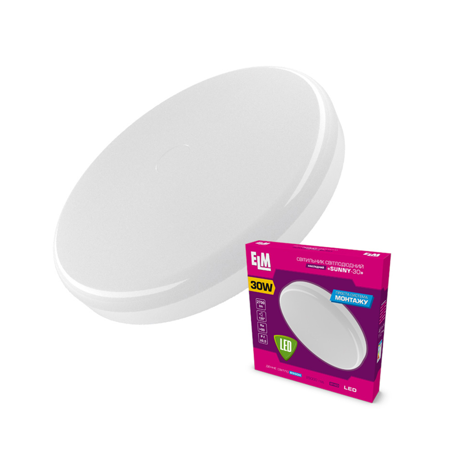 Світильник настінно-стельовий накладний світлодіодний ELM SUNNY 30W 6500К IP40